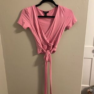 forever 21 pink short sleeve wrap top